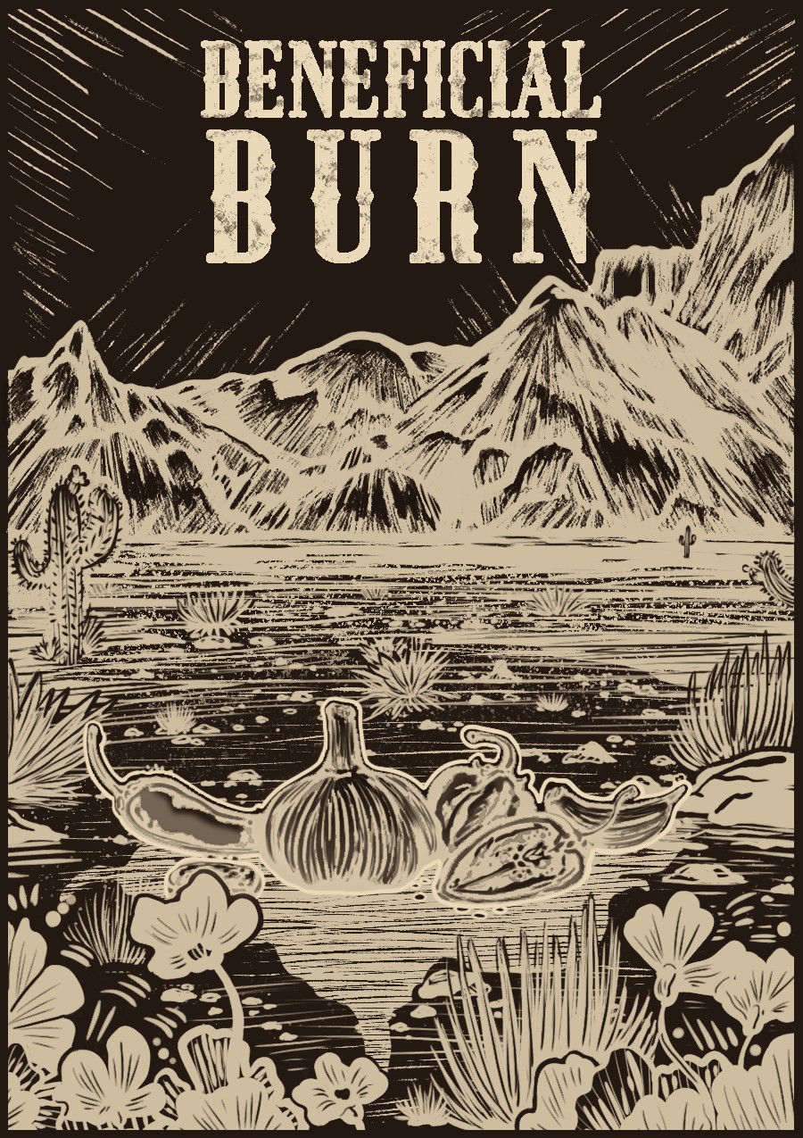 Beneficial Burn label artwork, inverted